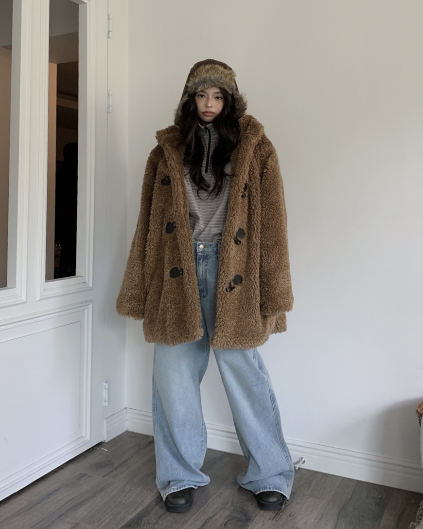 LIVE AID-P東大門㊣代購女士新品推薦時尚人氣25秋冬夾克皮草LIVE AID-P夾克