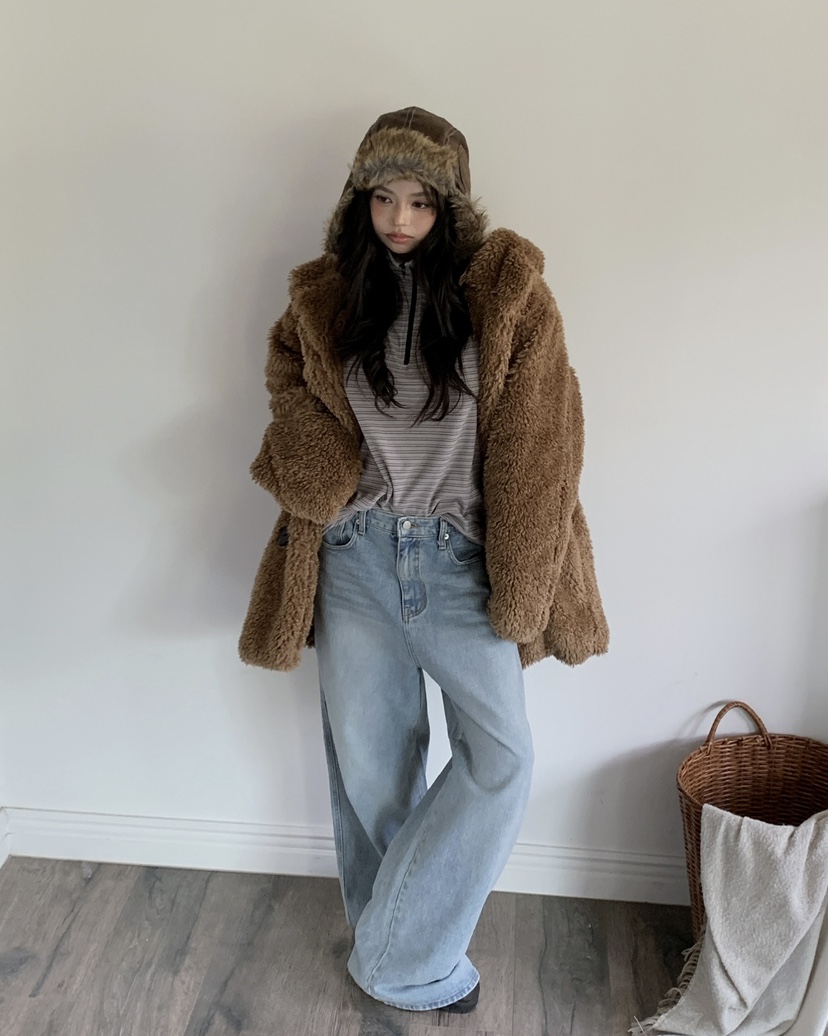 LIVE AID-P東大門㊣代購女士新品推薦時尚人氣25秋冬夾克皮草LIVE AID-P夾克