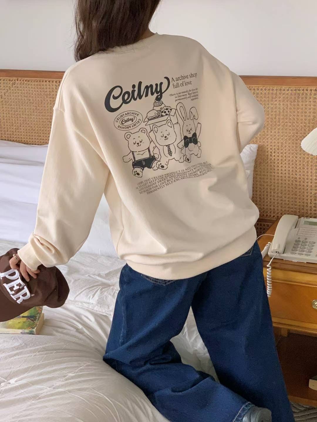 FIRST MOON東大門㊣直郵女裝新款熱賣職業休閑25秋冬時尚衛衣FIRST MOON衛衣