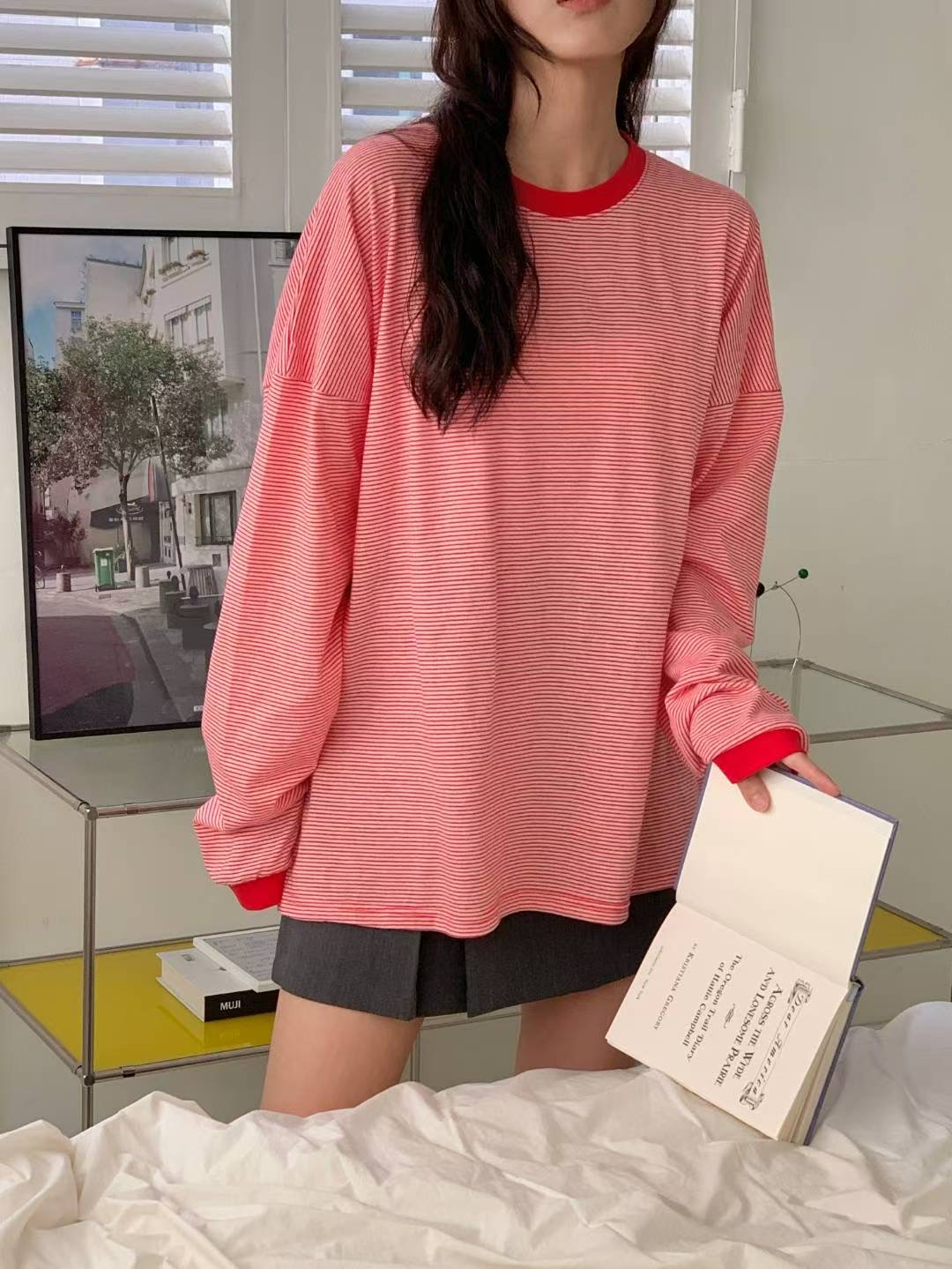 FIRST MOON東大門㊣代購女士新品25秋冬人氣推薦休閑長袖T恤FIRST MOON長袖T恤圖色1