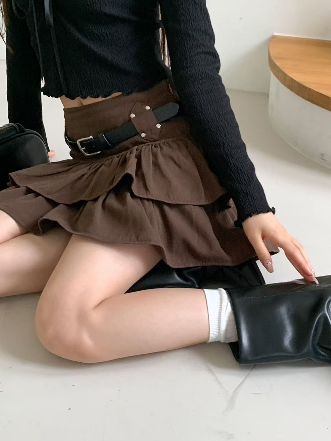 아카시아-T韓國直郵㊣女裝新款熱賣25秋冬人氣短裙不含腰帶acacia-2件起訂短裙