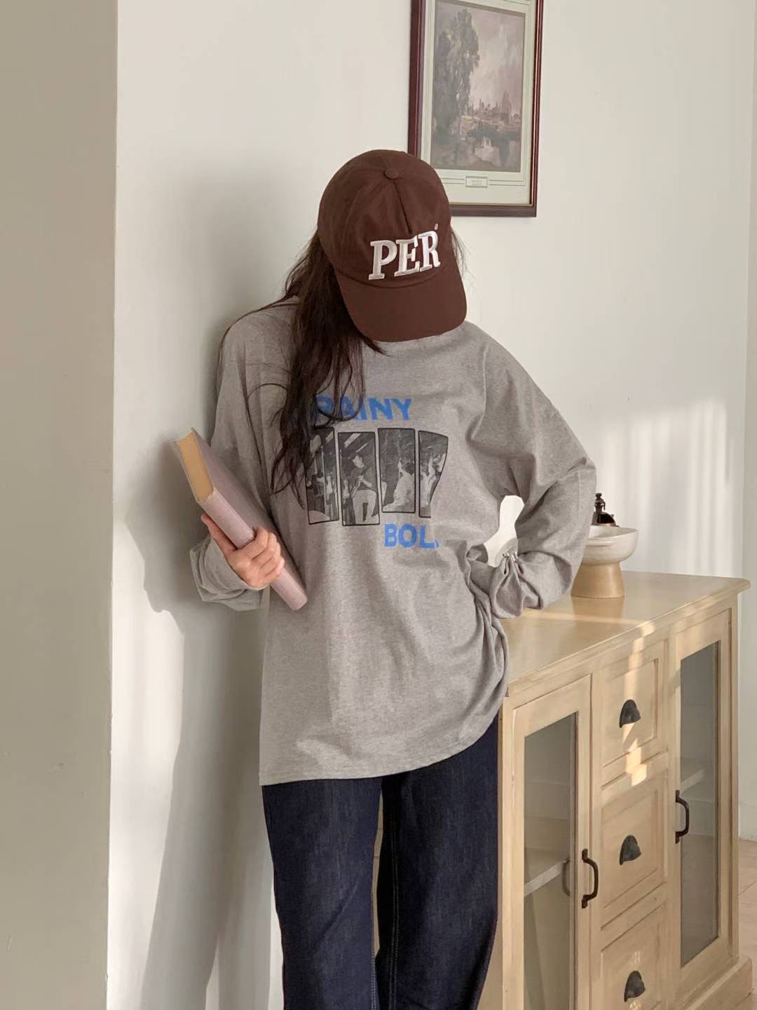 FIRST MOON韓國直郵㊣女裝新款時尚休閑推薦25秋冬長袖T恤FIRST MOON長袖T恤