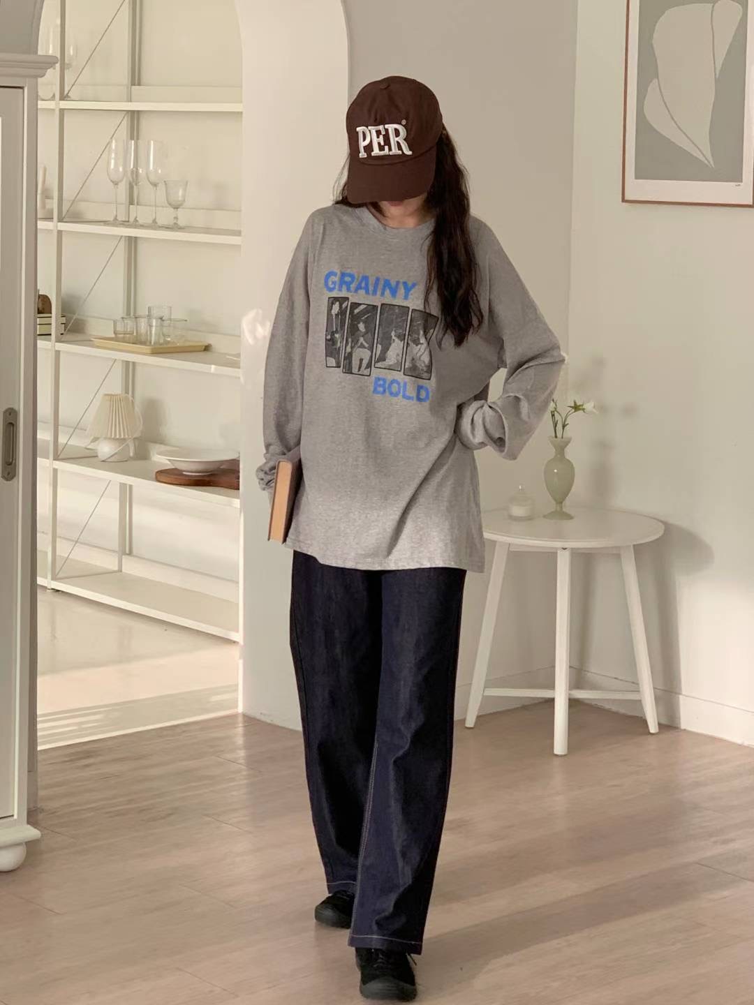 FIRST MOON韓國直郵㊣女裝新款時尚休閑推薦25秋冬長袖T恤FIRST MOON長袖T恤