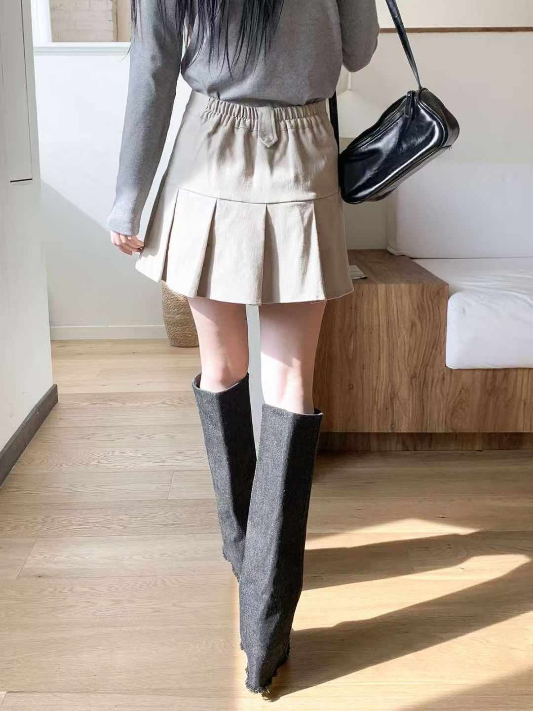 아카시아-T東大門㊣實拍女士新款時尚人氣25秋冬休閑熱賣短裙acacia-2件起訂短裙