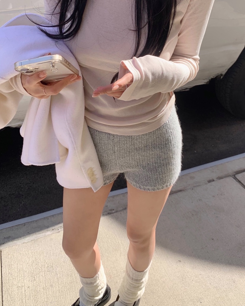 AWESOME-L東大門㊣代購女士新款人氣休閑短褲針織褲羊駝絨AWESOME-L短褲