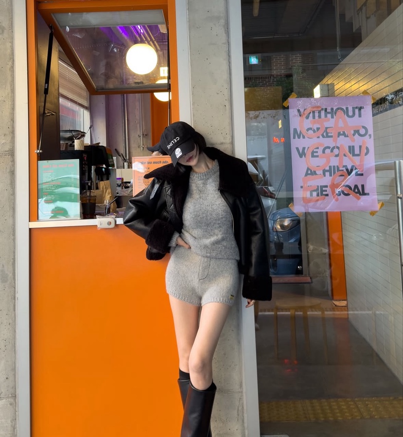 AWESOME-L東大門㊣代購女士新款人氣休閑短褲針織褲羊駝絨AWESOME-L短褲