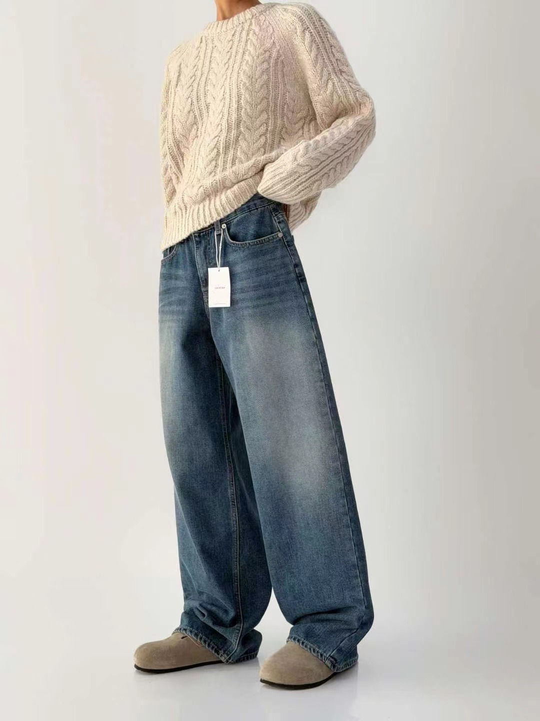 OH YEAH韓國代購㊣女士新品人氣時尚25秋冬休閑推薦牛仔褲OH YEAH牛仔褲