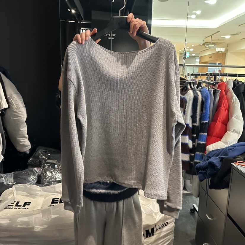 ELF-L東大門㊣實拍女裝新品時尚熱賣人氣25秋冬推薦長袖T恤PROJECT ELF/ELF-L長袖T恤圖色2