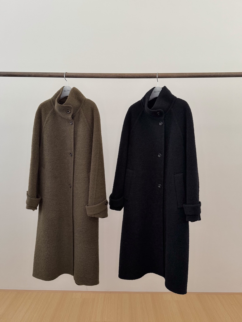 ERUME韓國代購㊣女裝新款真品職業推薦休閑25秋冬中長款大衣手工ERUME中長款大衣