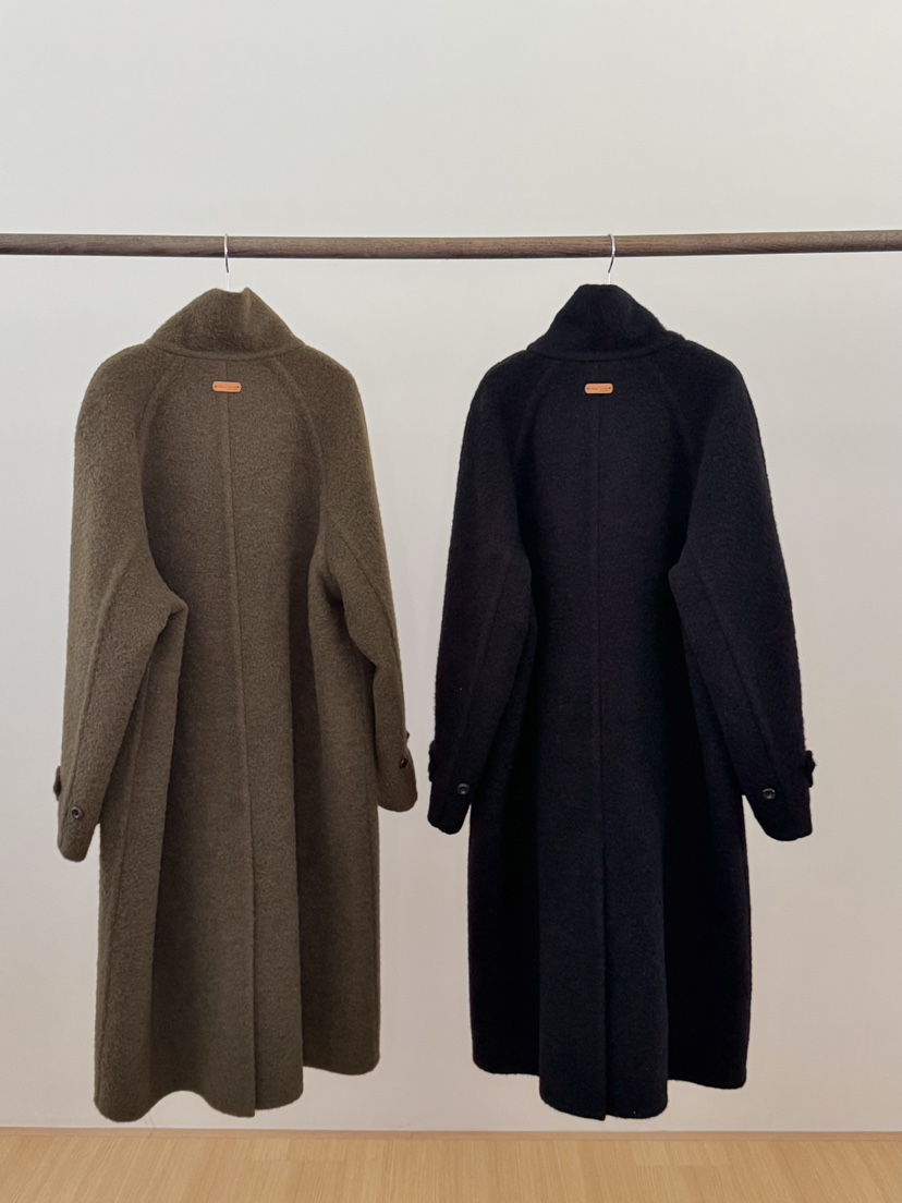 ERUME韓國代購㊣女裝新款真品職業推薦休閑25秋冬中長款大衣手工ERUME中長款大衣