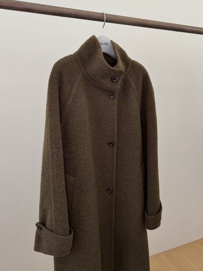 ERUME韓國代購㊣女裝新款真品職業推薦休閑25秋冬中長款大衣手工ERUME中長款大衣