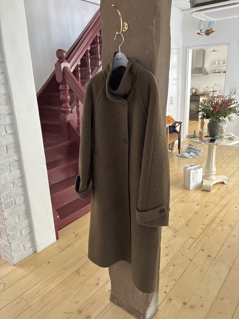 ERUME韓國代購㊣女裝新款真品職業推薦休閑25秋冬中長款大衣手工ERUME中長款大衣