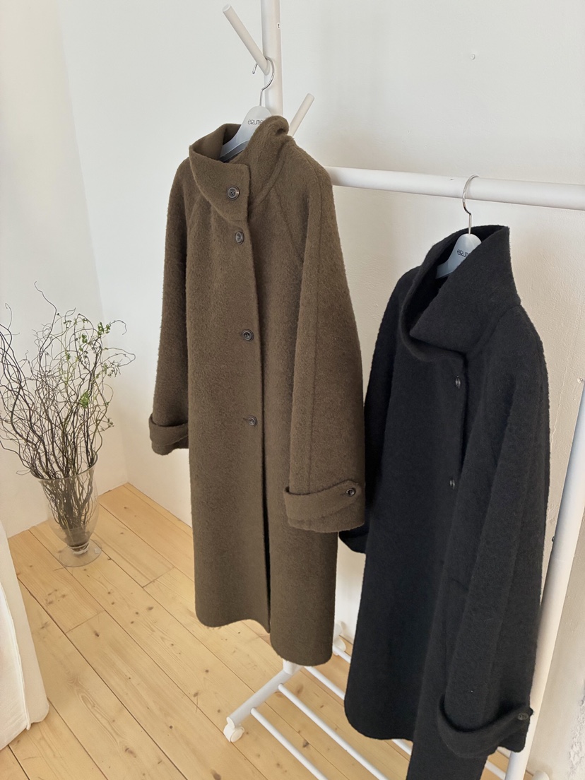 ERUME韓國代購㊣女裝新款真品職業推薦休閑25秋冬中長款大衣手工ERUME中長款大衣