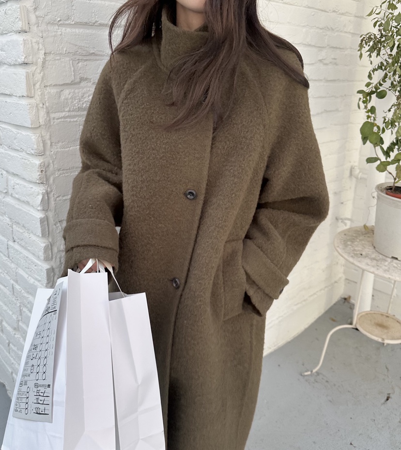 ERUME韓國代購㊣女裝新款真品職業推薦休閑25秋冬中長款大衣手工ERUME中長款大衣