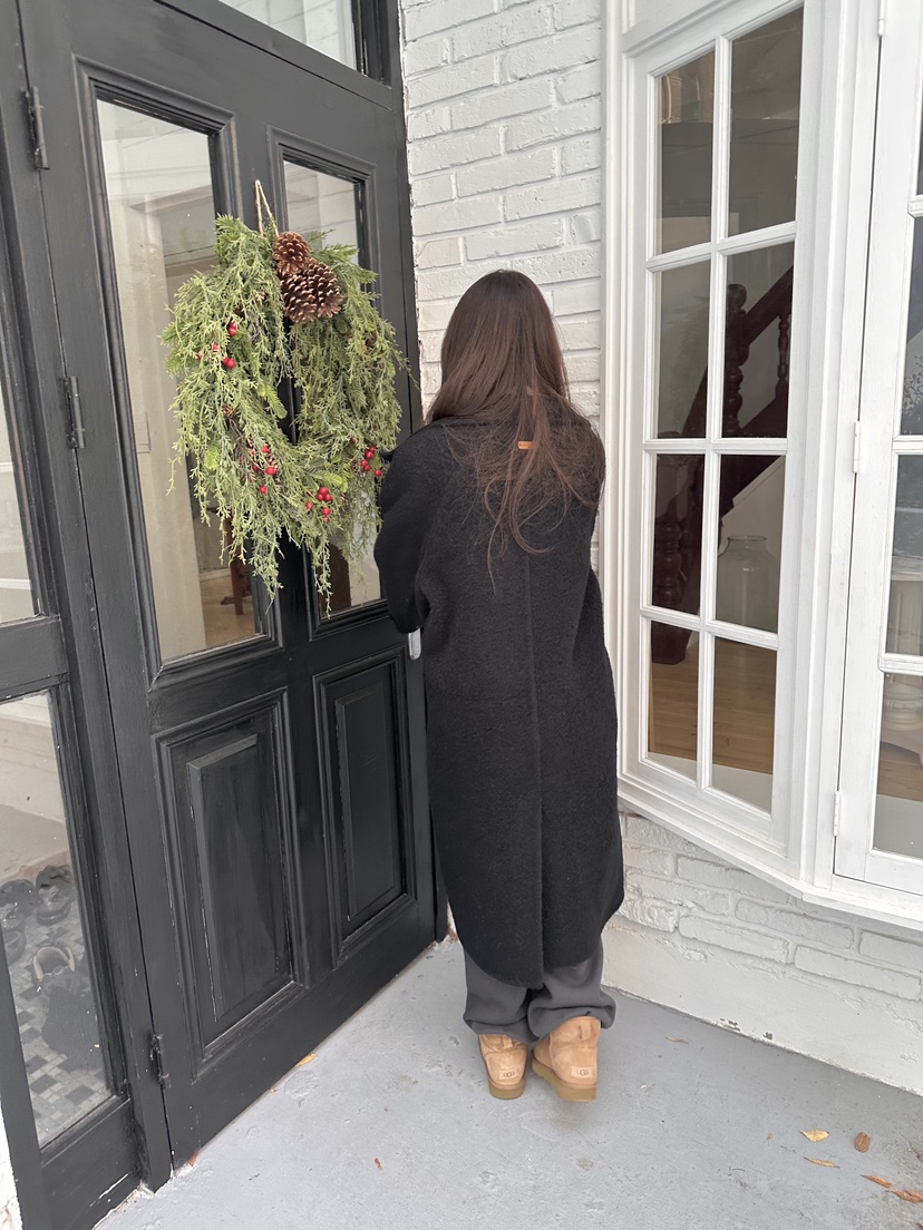 ERUME韓國代購㊣女裝新款真品職業推薦休閑25秋冬中長款大衣手工ERUME中長款大衣