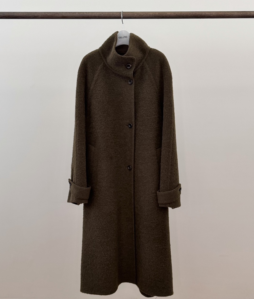 ERUME韓國代購㊣女裝新款真品職業推薦休閑25秋冬中長款大衣手工ERUME中長款大衣圖色1