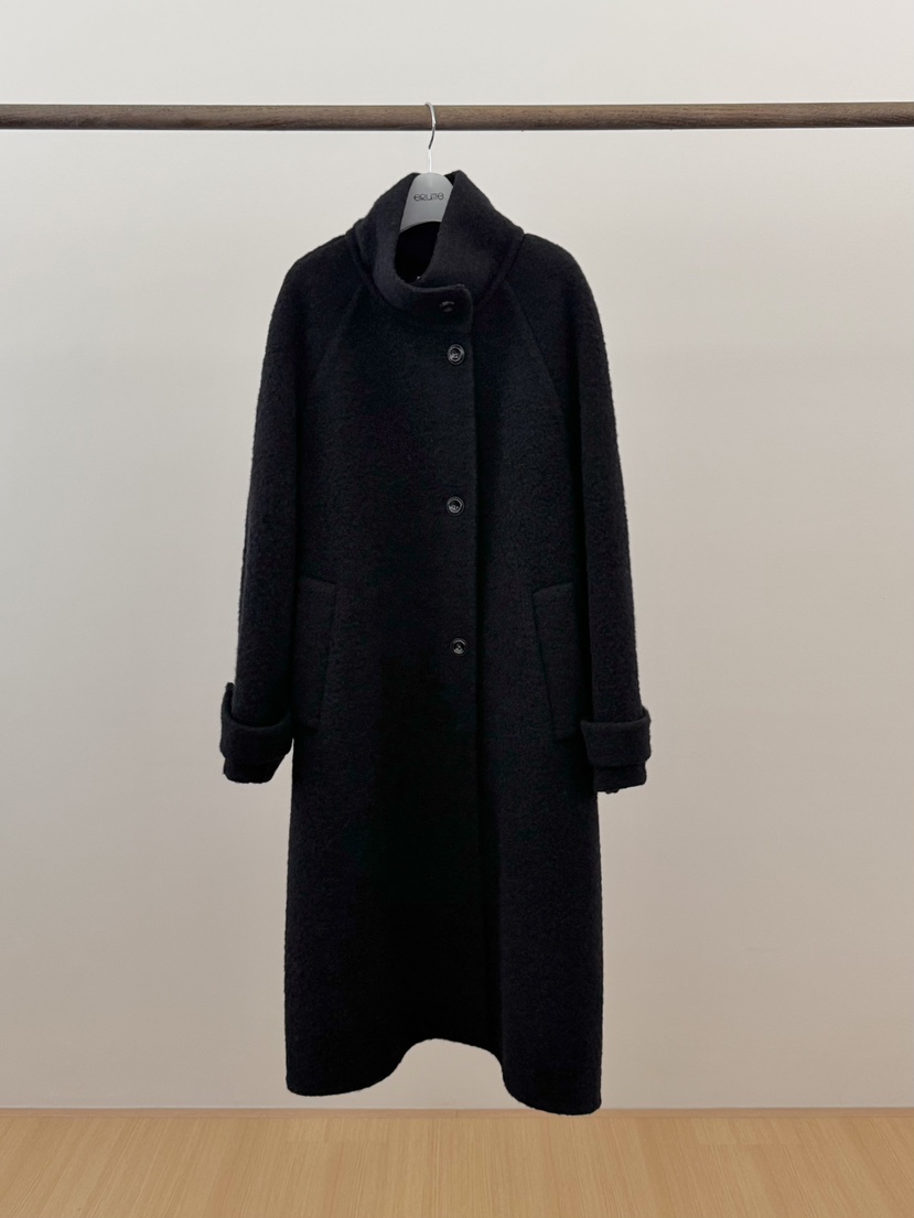 ERUME韓國代購㊣女裝新款真品職業推薦休閑25秋冬中長款大衣手工ERUME中長款大衣圖色2