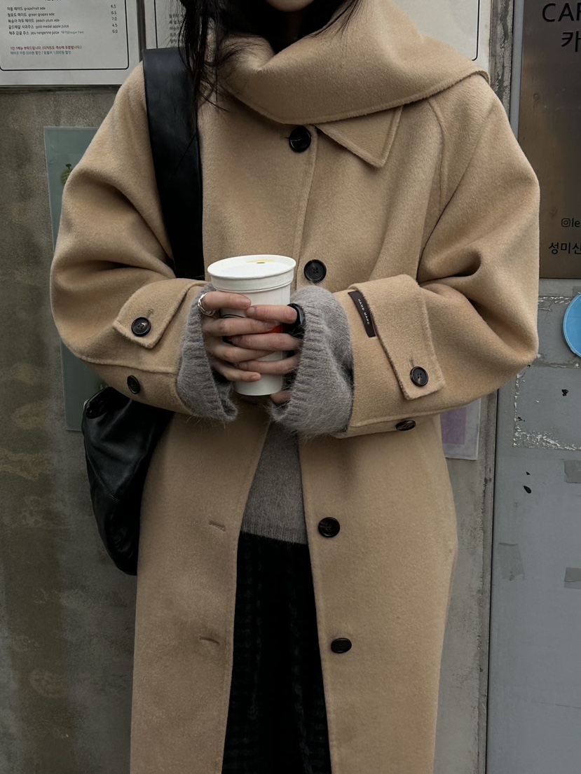 BLANC-A韓國代購㊣女士新款休閑推薦時尚真品職業中長款大衣BLANC-A中長款大衣