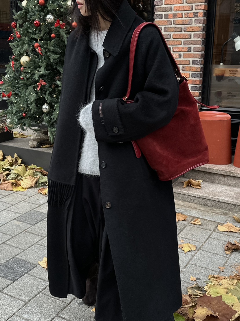 BLANC-A韓國代購㊣女士新款休閑推薦時尚真品職業中長款大衣BLANC-A中長款大衣