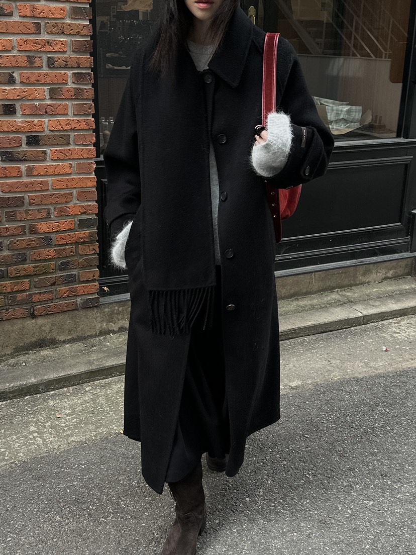 BLANC-A韓國代購㊣女士新款休閑推薦時尚真品職業中長款大衣BLANC-A中長款大衣