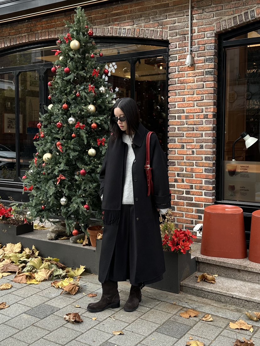 BLANC-A韓國代購㊣女士新款休閑推薦時尚真品職業中長款大衣BLANC-A中長款大衣