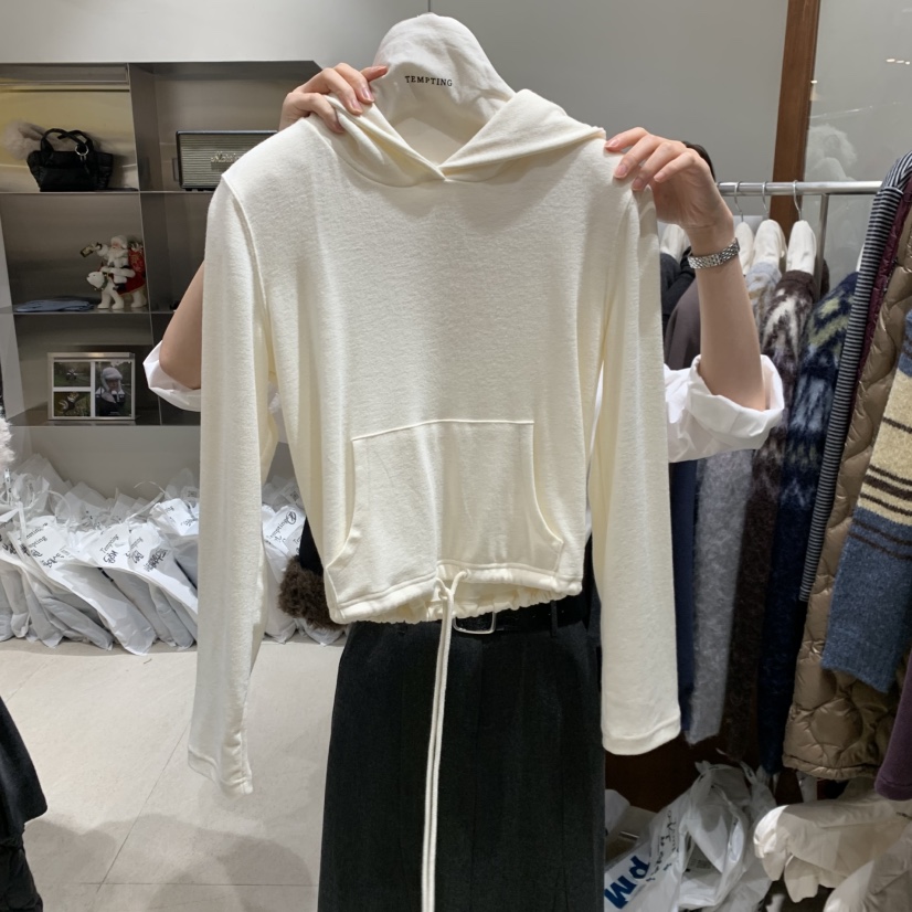 TEMPTING東大門㊣直郵女士新品人氣推薦熱賣長袖T恤連帽衫短款TEMPTING長袖T恤圖色1