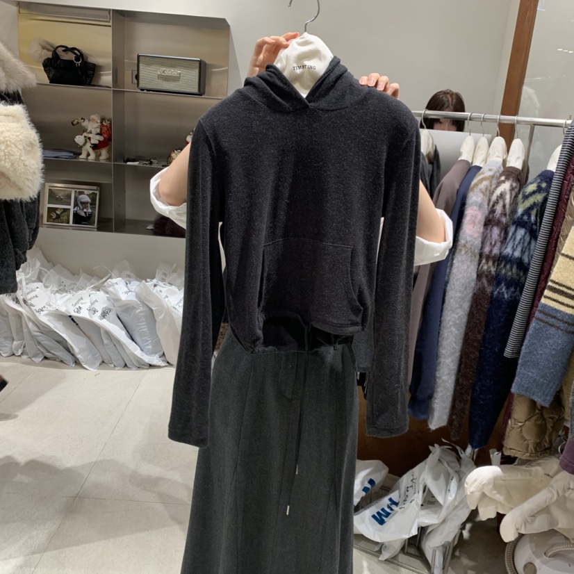 TEMPTING東大門㊣直郵女士新品人氣推薦熱賣長袖T恤連帽衫短款TEMPTING長袖T恤圖色5