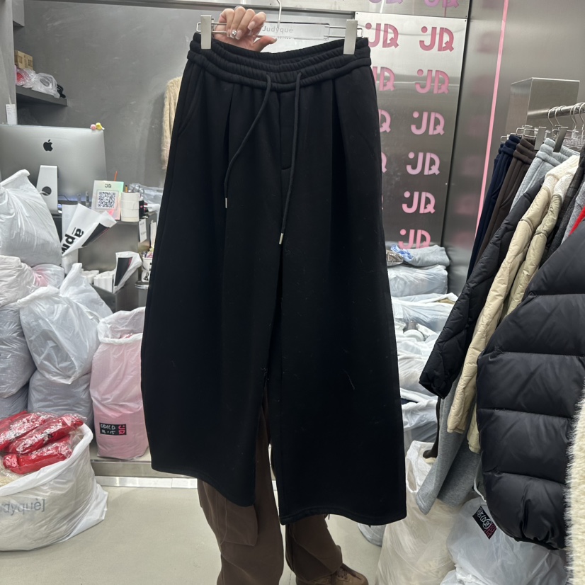 JUDYQUE東大門㊣實拍女士新款人氣職業時尚推薦休閑褲加絨抓絨JUDYQUE休閑褲圖色2黑色