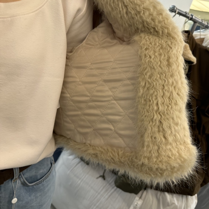 BAGUETTE-P韓國代購㊣女裝新款時尚真品短款大衣羊毛圍巾夾棉BAGUETTE-P短款大衣