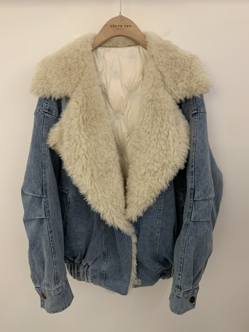 UNDER KEY東大門㊣直郵女裝新品熱賣短款羽絨服羊毛皮鴨絨UNDER KEY短款羽絨服圖色1