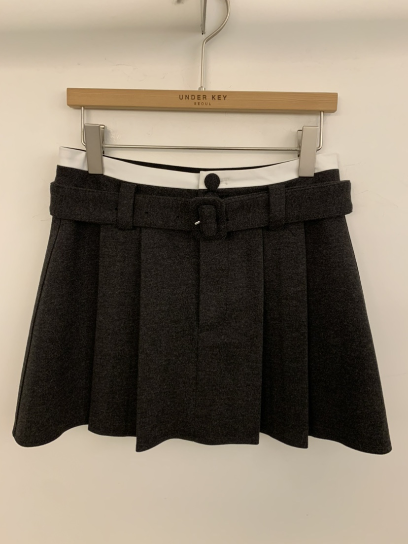 UNDER KEY東大門㊣直郵女裝新品熱賣時尚職業人氣裙褲含腰帶UNDER KEY裙褲圖色2墨色