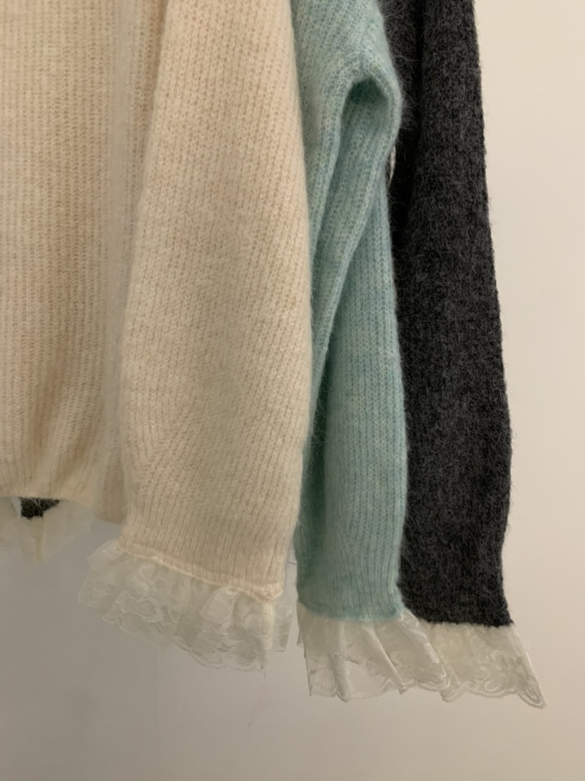 UNDER KEY韓國代購㊣女裝新款25秋冬時尚職業人氣針織衫蕾絲UNDER KEY針織衫