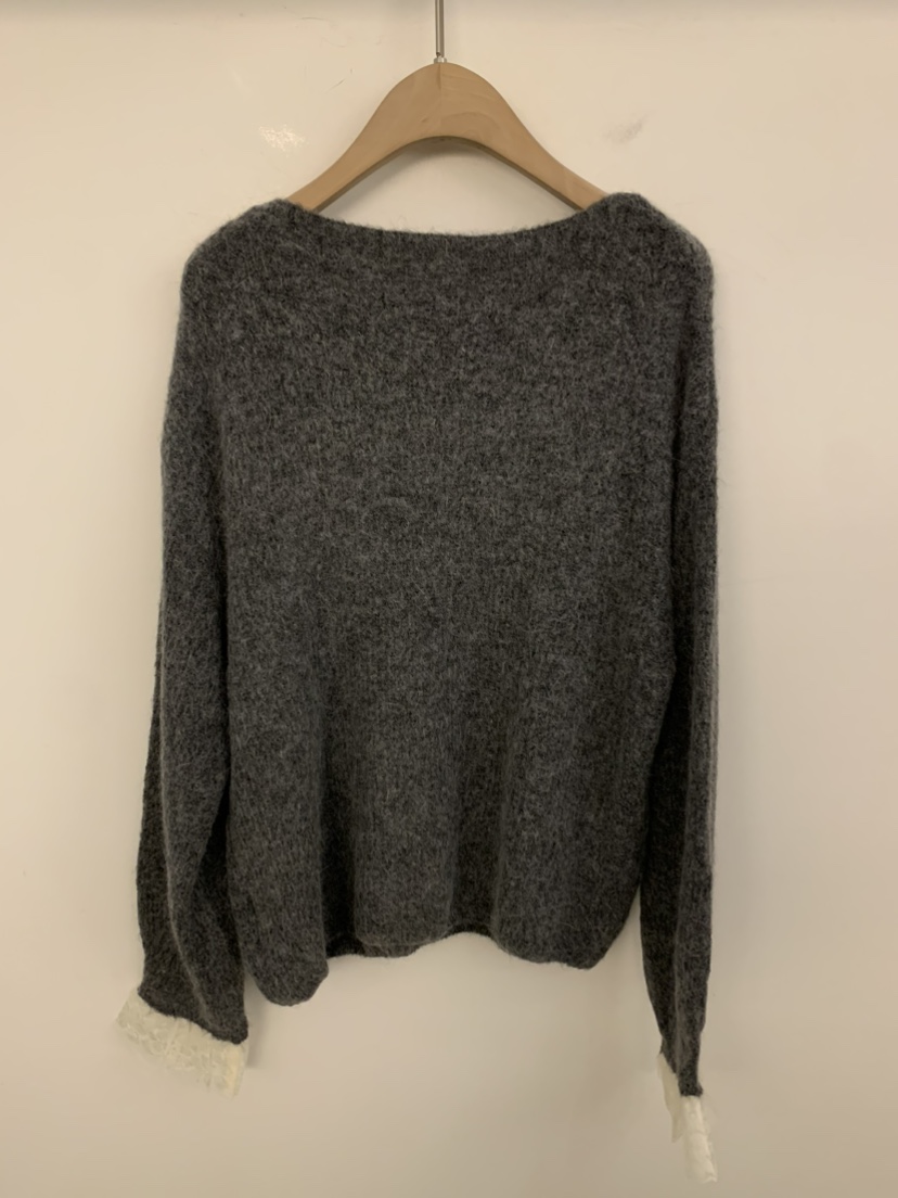 UNDER KEY韓國代購㊣女裝新款25秋冬時尚職業人氣針織衫蕾絲UNDER KEY針織衫圖色3