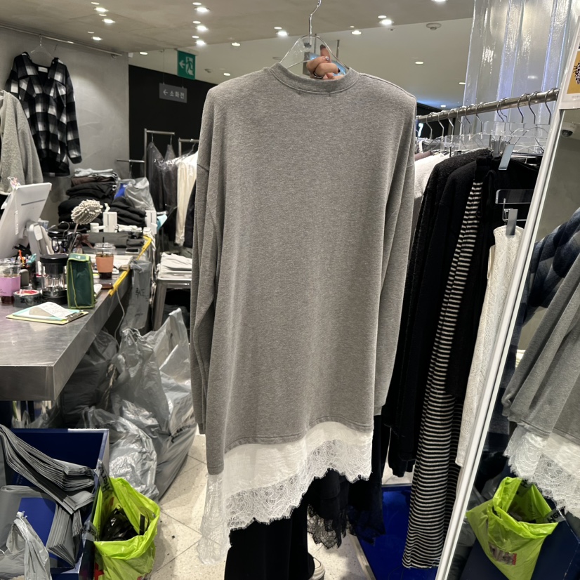 HERTZ-P東大門㊣代購女士新款人氣熱賣真品長袖T恤假兩件蕾絲HERTZ-P長袖T恤