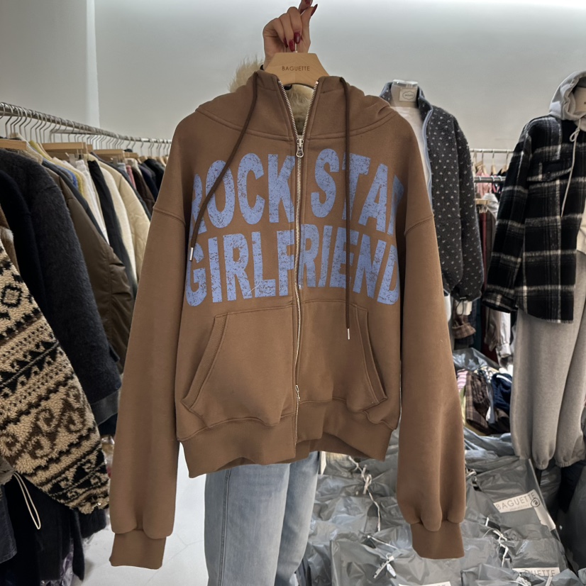 BAGUETTE-P東大門㊣直郵女裝新品人氣休閑夾克連帽衫加絨高領BAGUETTE-P夾克圖色2