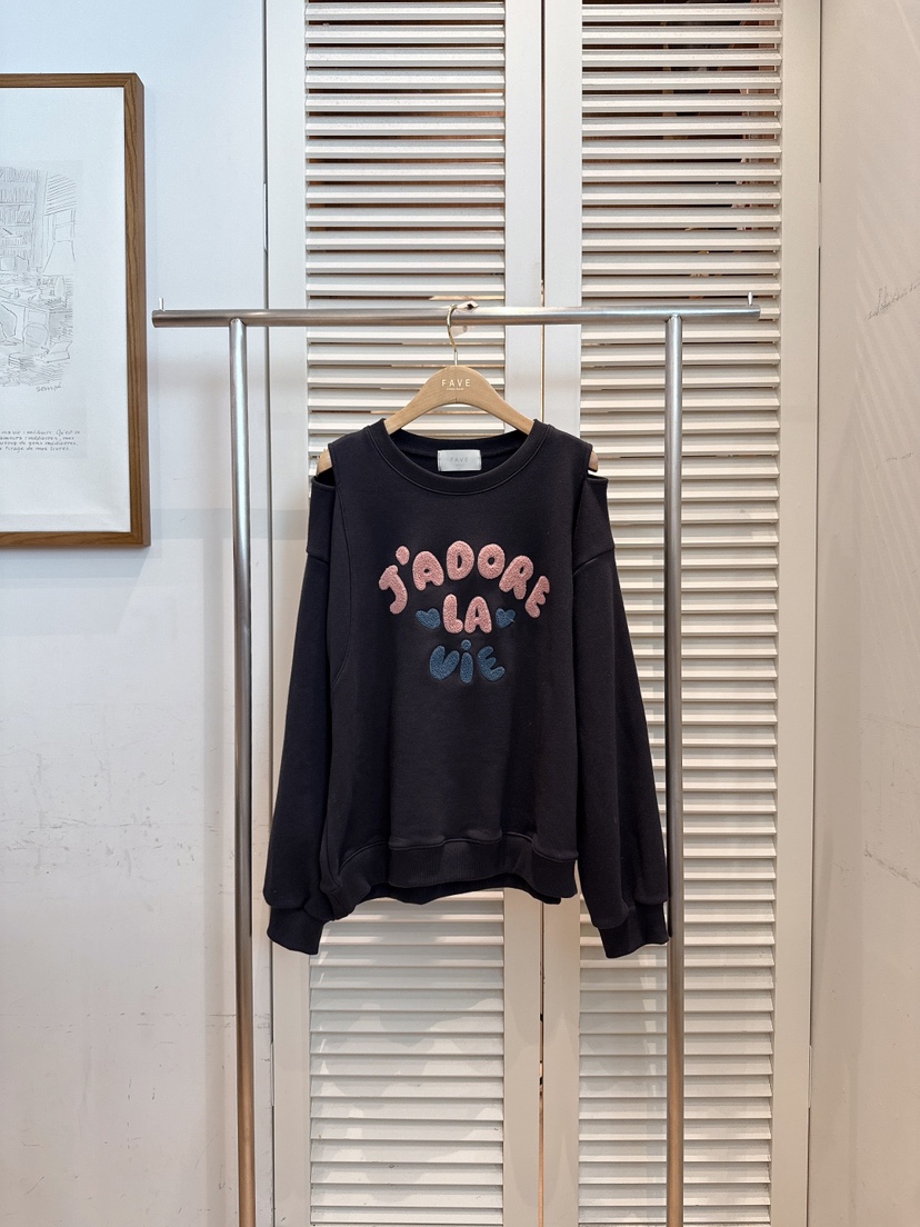 FAVE-L韓國代購㊣女士新品時尚推薦休閑職業真品25秋冬衛衣FAVE-L衛衣圖色2墨