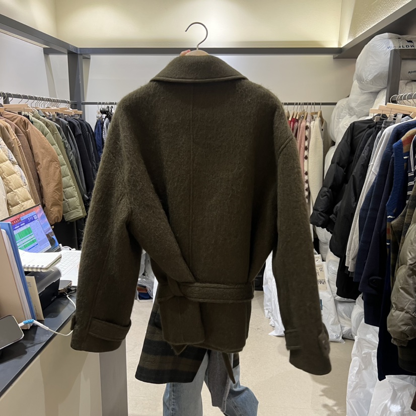 SELF SERVICE東大門㊣代購女裝新款真品熱賣短款大衣含腰帶SELF SERVICE短款大衣