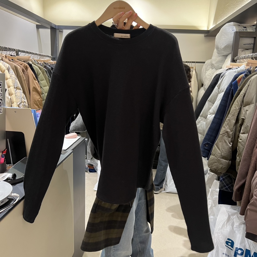 SELF SERVICE東大門㊣代購女裝新品真品25秋冬職業長袖T恤SELF SERVICE長袖T恤圖色4