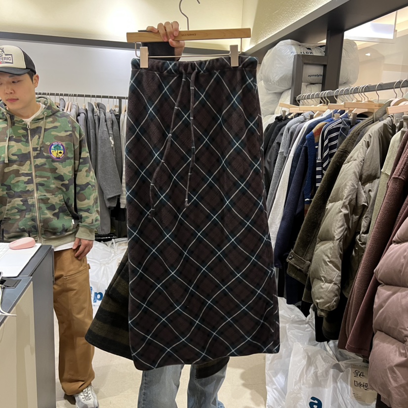 SELF SERVICE東大門㊣實拍女士新品熱賣推薦職業休閑長裙格子SELF SERVICE長裙圖色2