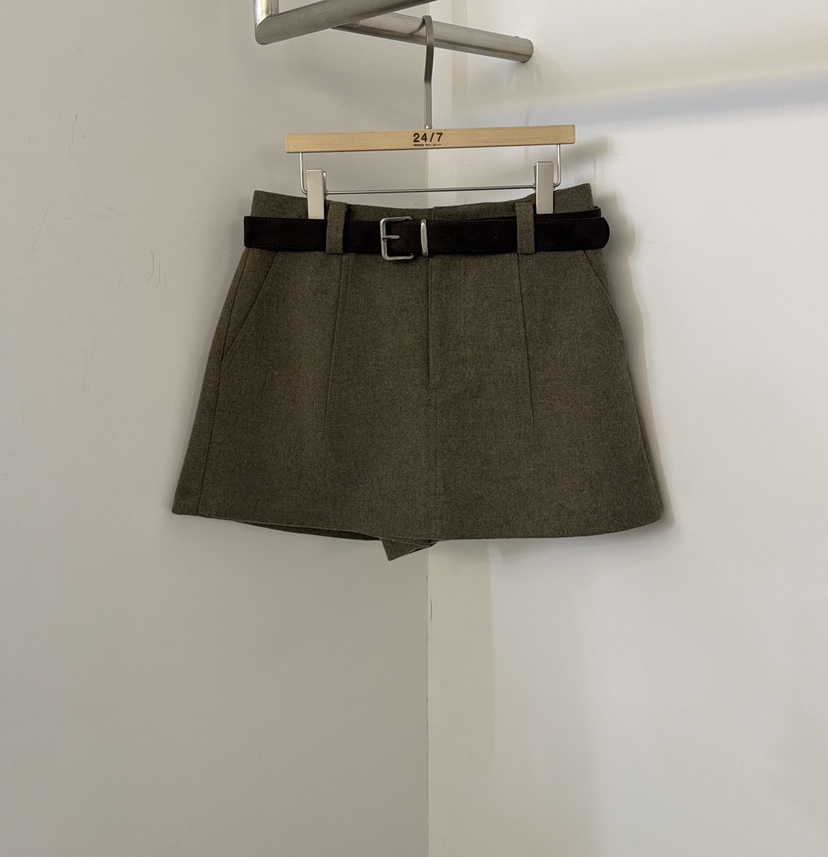 TWENTY FOUR SEVEN24-7東大門㊣實拍女士新款時尚裙褲含腰帶毛絨羊毛TEWNTY FOUR SEVEN24-7裙褲圖色2