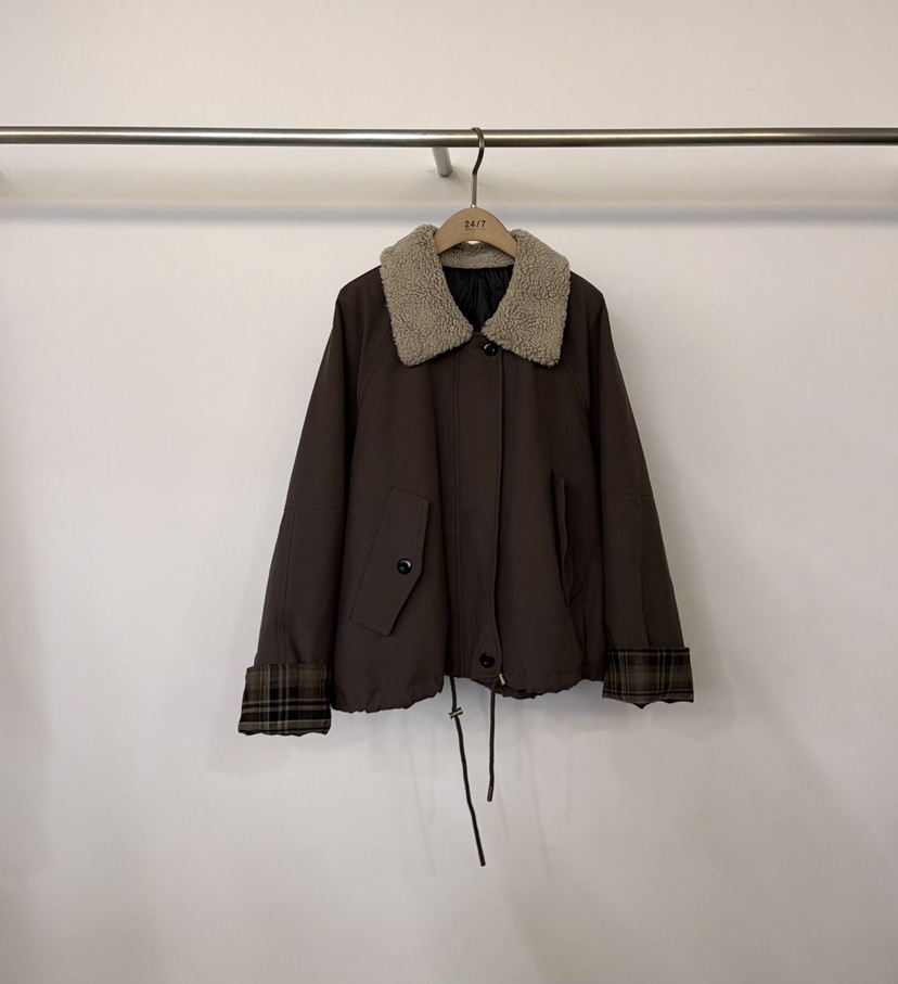 TWENTY FOUR SEVEN24-7東大門㊣代購女裝新款25秋冬短款羽絨服格子填充鴨絨TEWNTY FOUR SEVEN24-7短款羽絨服圖色3