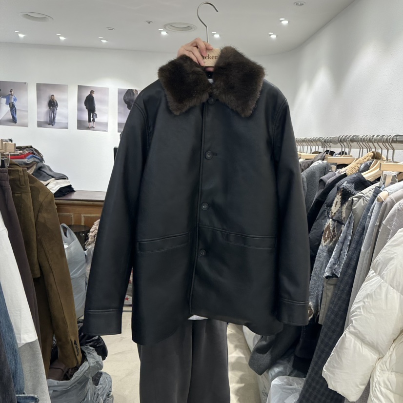 ACKER東大門㊣直郵女裝新款時尚25秋冬推薦短款大衣復古貂皮ACKER短款大衣圖色2黑色