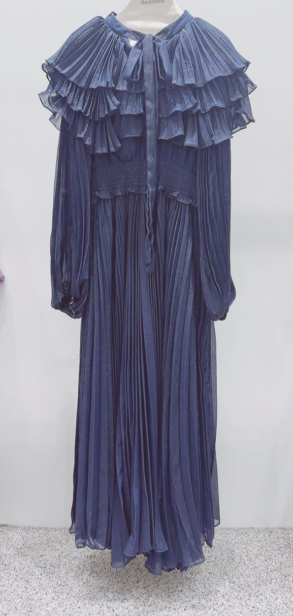 AWESOME-P韓國代購㊣女士新品職業真品人氣連衣裙褶皺長款AWESOME-P連衣裙圖色1