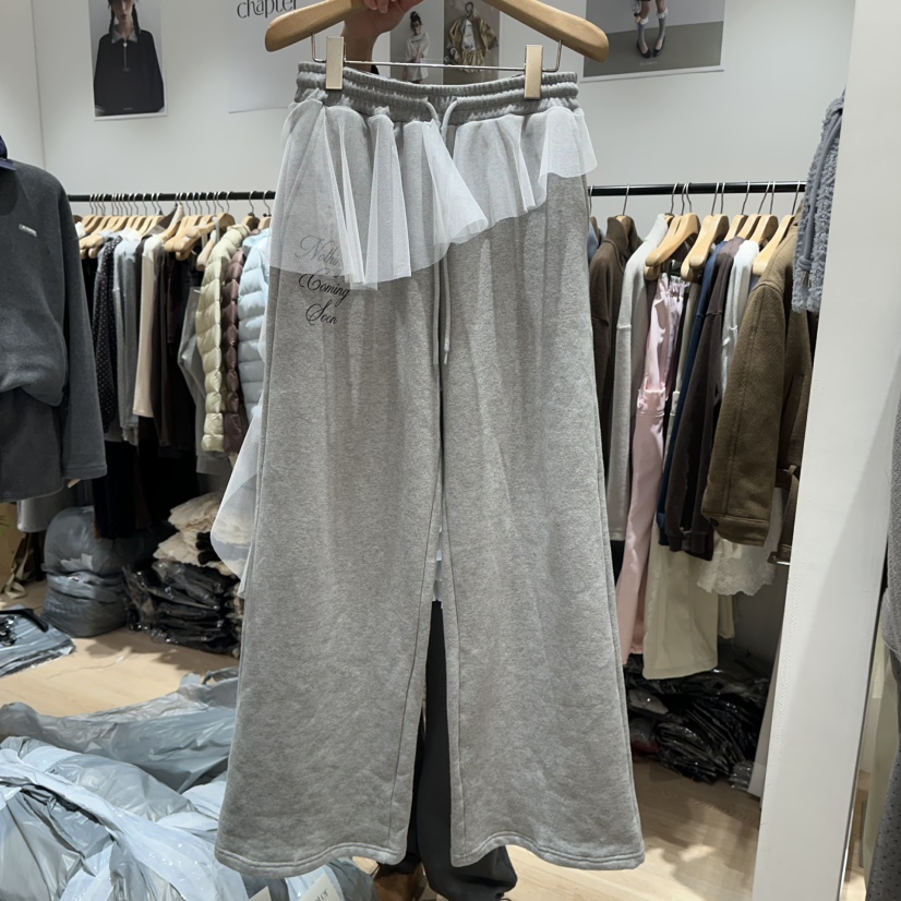 BY CHAPTER韓國直郵㊣女裝新款休閑職業人氣休閑褲荷葉邊漁網BY Chapter休閑褲圖色1