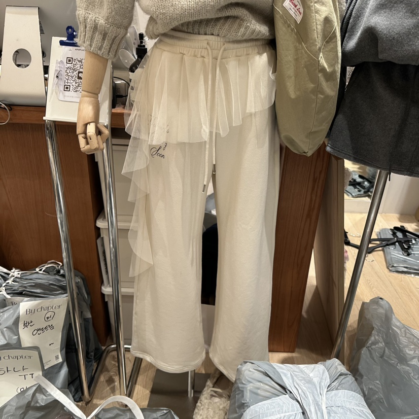 BY CHAPTER韓國直郵㊣女裝新款休閑職業人氣休閑褲荷葉邊漁網BY Chapter休閑褲圖色2