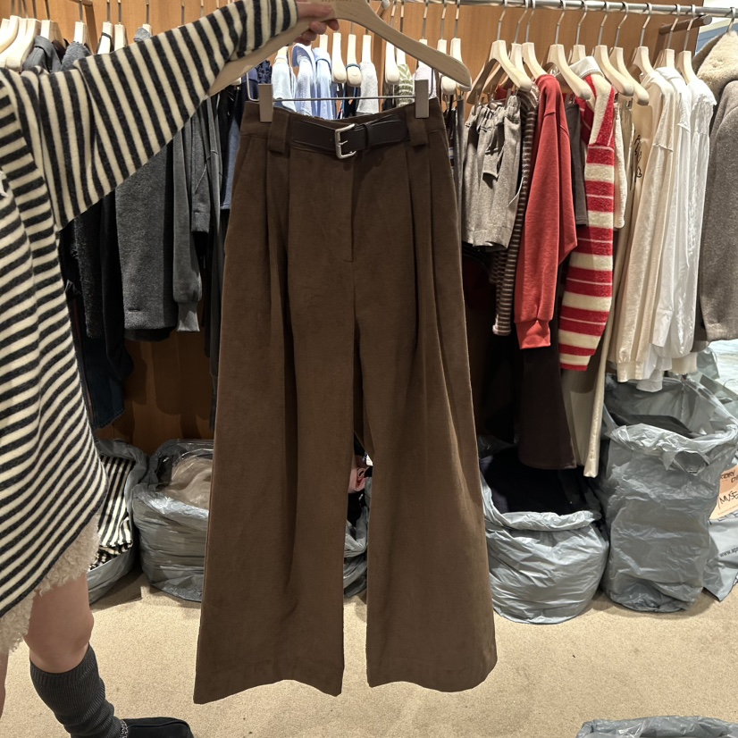 REPERTORY韓國直郵㊣女士新品熱賣25秋冬休閑褲含腰帶燈芯絨REPERTORY休閑褲圖色2