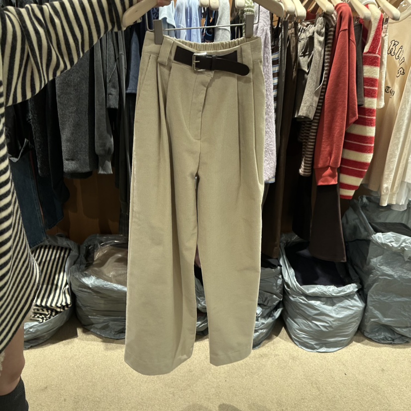 REPERTORY韓國直郵㊣女士新品熱賣25秋冬休閑褲含腰帶燈芯絨REPERTORY休閑褲圖色3