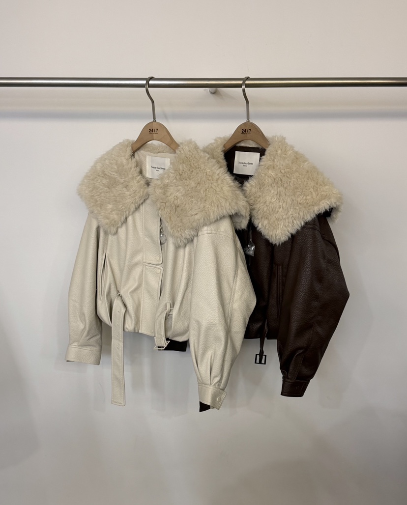 TWENTY FOUR SEVEN24-7韓國直郵㊣女裝新款職業短款羽絨服皮革填充鴨絨TEWNTY FOUR SEVEN24-7短款羽絨服