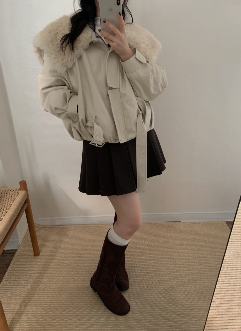 TWENTY FOUR SEVEN24-7韓國直郵㊣女裝新款職業短款羽絨服皮革填充鴨絨TEWNTY FOUR SEVEN24-7短款羽絨服