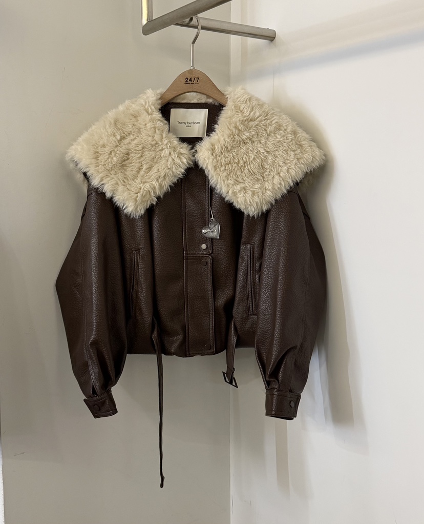 TWENTY FOUR SEVEN24-7韓國直郵㊣女裝新款職業短款羽絨服皮革填充鴨絨TEWNTY FOUR SEVEN24-7短款羽絨服圖色2